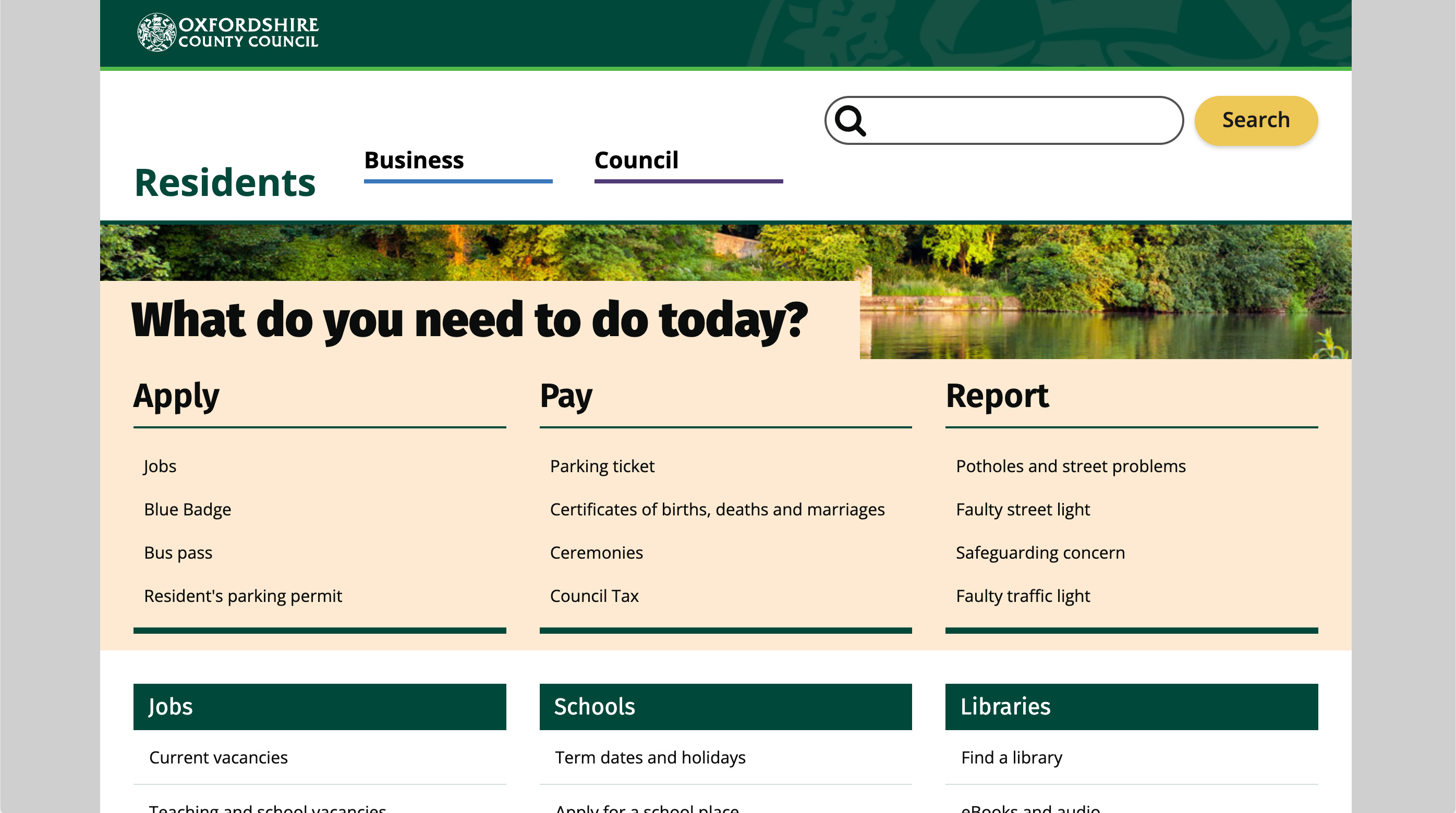 Oxfordshire County Council home page
